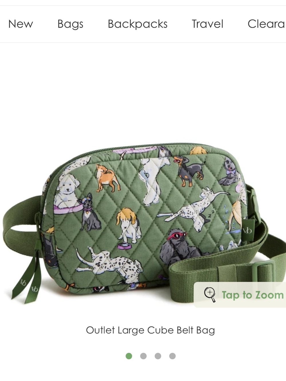 🐕 New With Tags Vera Bradley Large Quilted Belt Bag in Dog Park